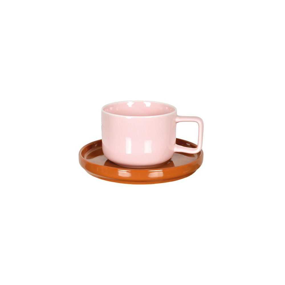 OPJET PARIS Pink Cup Chic With Its Brown Saucer 12cm