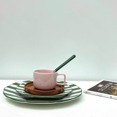 OPJET PARIS Pink Cup Chic With Its Brown Saucer 12cm