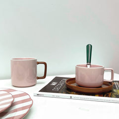 OPJET PARIS Pink Cup Chic With Its Brown Saucer 12cm