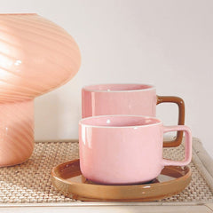 OPJET PARIS Pink Cup Chic With Its Brown Saucer 12cm