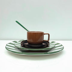 OPJET PARIS Brown Cup Chic With Its Blue Saucer 12cm