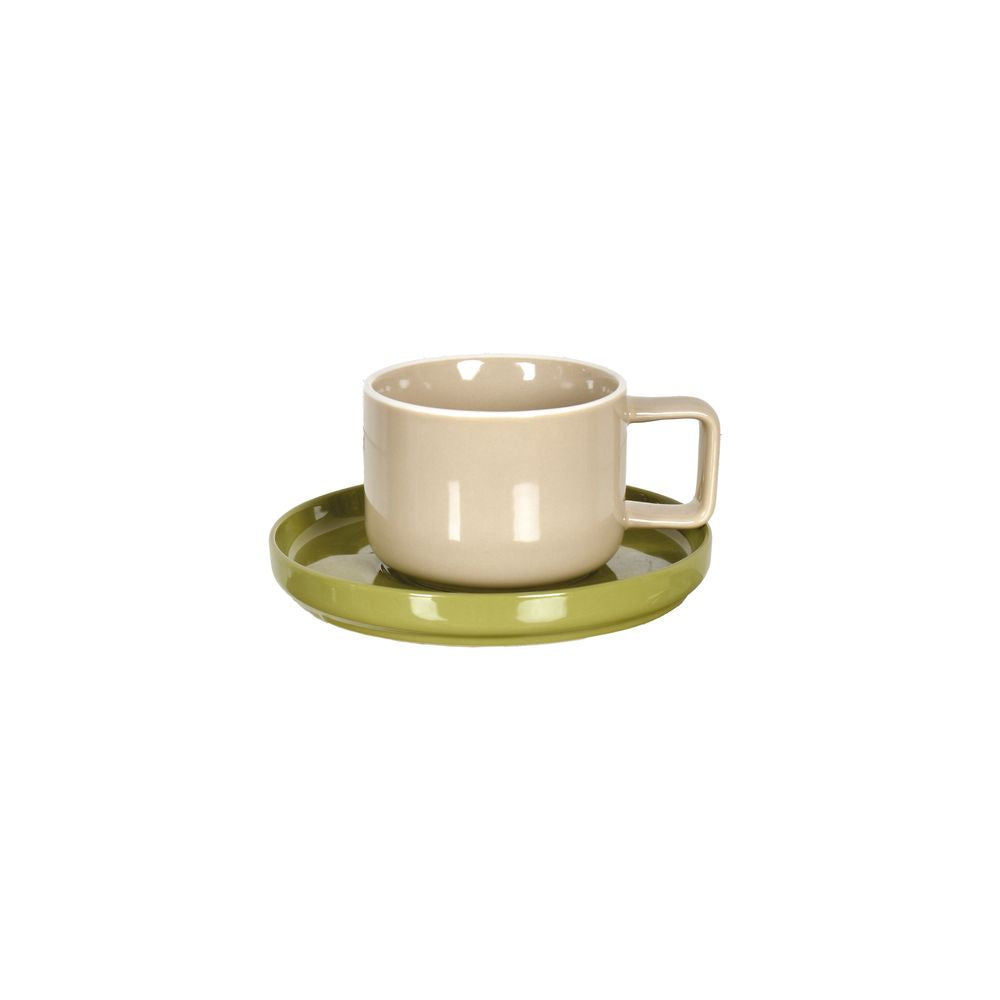 OPJET PARIS Beige Cup Chic With Its Khaki Saucer 12cm