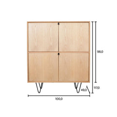 FURNIFIED High Dresser Bob Retro Oak 100cm