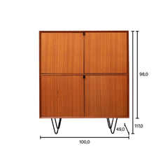 FURNIFIED High Dresser Bob Retro Teak 100cm