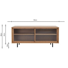 FURNIFIED Sideboard Sanchez Glass Doors Oak