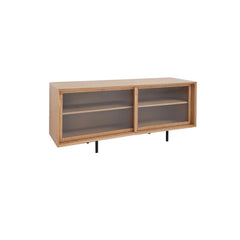 FURNIFIED Sideboard Sanchez Glass Doors Oak