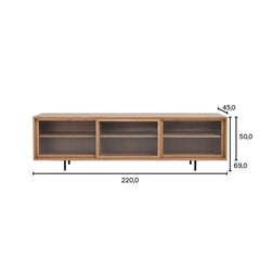 FURNIFIED Sideboard Sanchez Glass Doors Oak