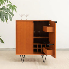 FURNIFIED Retro Bar Cabinet Teak 80cm