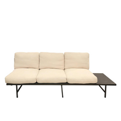 FURNIFIED Sofa Alix Natural Linen Black Marble