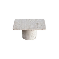 FURNIFIED Coffee Table Lyon White Travertine