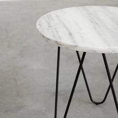 FURNIFIED Side Table Kay White Marble 40cm