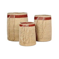 OPJET PARIS Set of 3 Baskets Seagrass Natural Terracotta