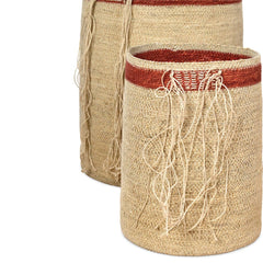 OPJET PARIS Set of 3 Baskets Seagrass Natural Terracotta