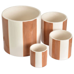 OPJET PARIS Set Of 4 Striped Pots Ceramic