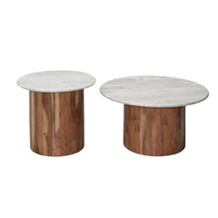 OPJET PARIS Set of 2 Coffee Tables Ondule Natural stone