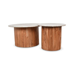 OPJET PARIS Set of 2 Coffee Tables Ondule Natural stone