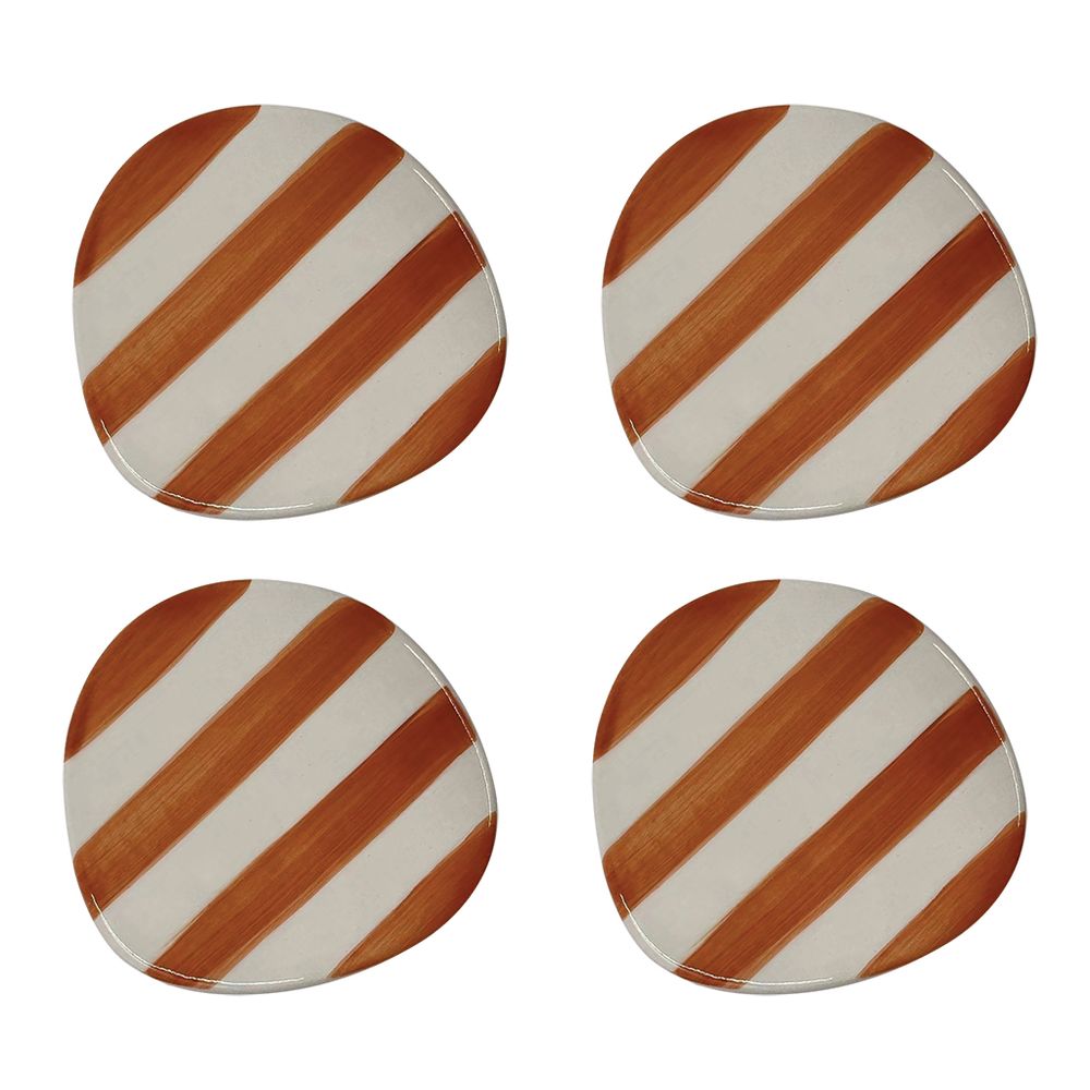 OPJET PARIS Set of 4 Striped Coasters Ceramic 10cm