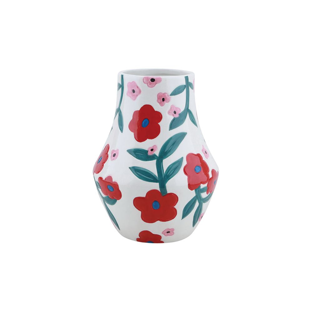 OPJET PARIS Vase Fleurine Ceramic White Red 21cm