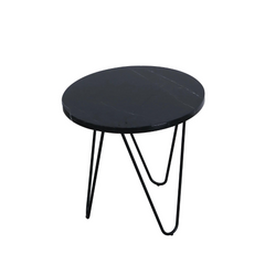 FURNIFIED Side Table Kay Black Marble 40cm