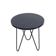 FURNIFIED Side Table Kay Black Marble 40cm