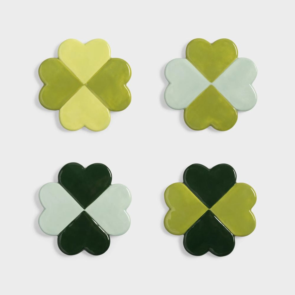 &KLEVERING Set Of 4 Coasters Lucky Clover