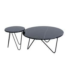 FURNIFIED Side Table Kay Black Marble 40cm