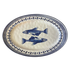 OPJET PARIS Oval Plate Fish Porcelain Stoneware 38cm