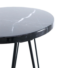 FURNIFIED Side Table Kay Black Marble 30cm