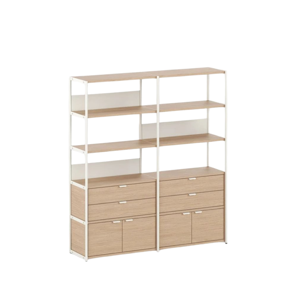 TIPTOE UNIT shelf with Doors and Drawers - H180 x W164cm