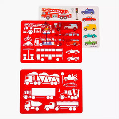 MOULIN ROTY Drawing Stencil Set Vehicles “Aujourd'hui c'est mercredi“