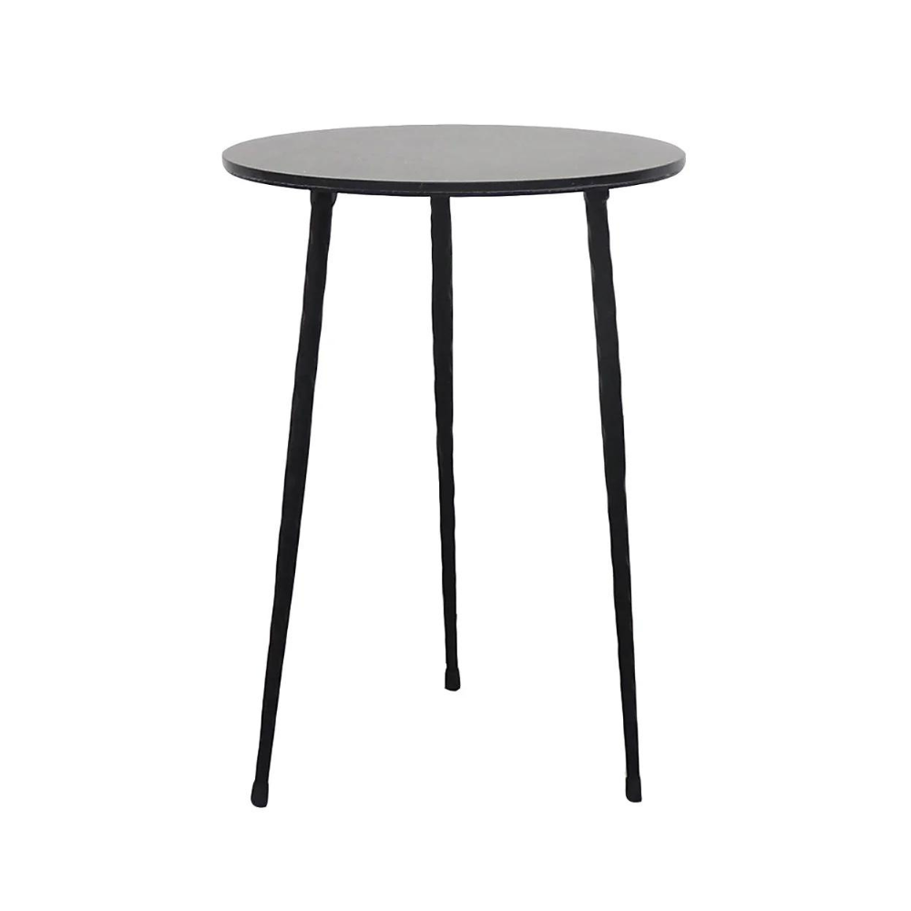 FURNIFIED Side Table Mauritz Metal Black Marble 32cm