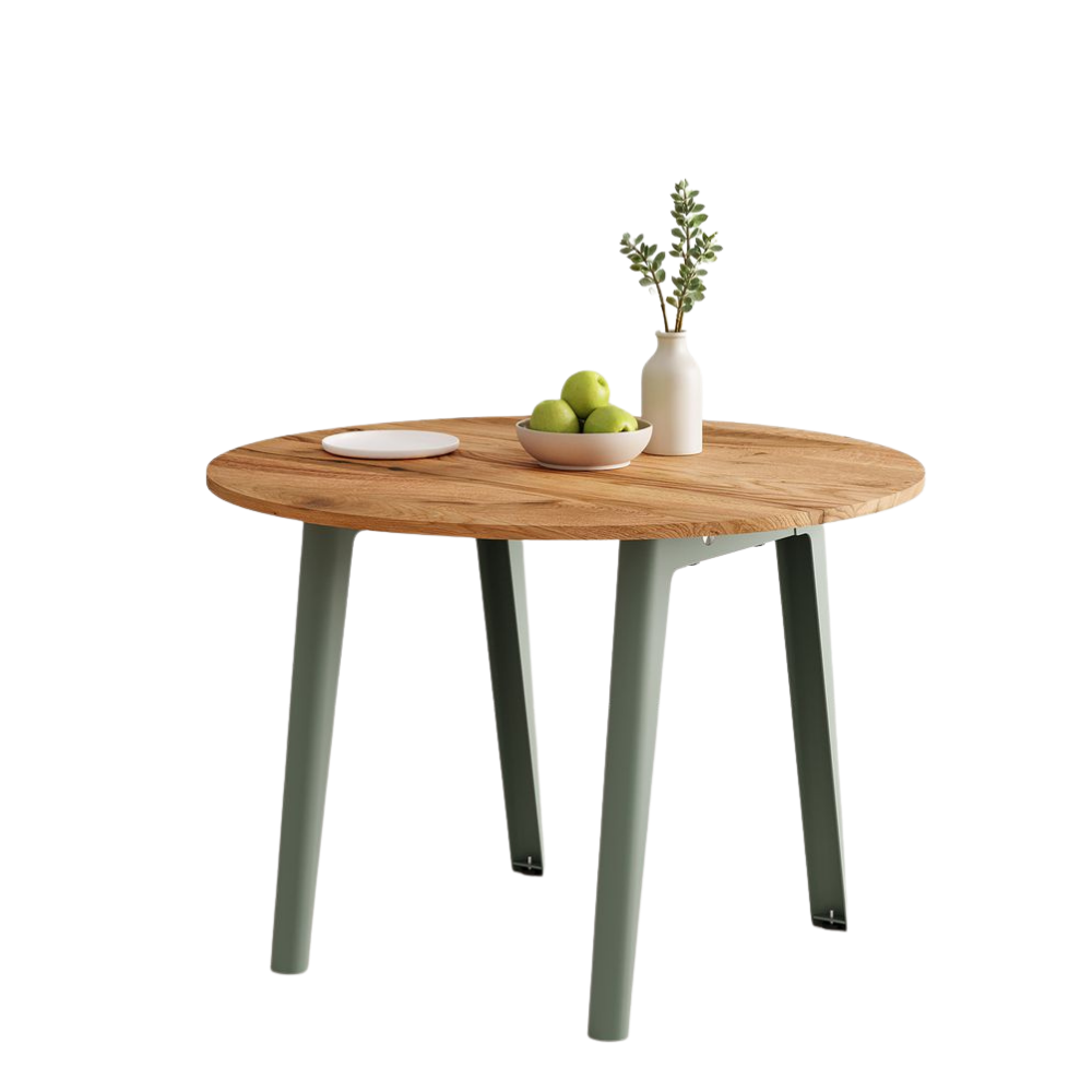 TIPTOE Round Dining Table New Modern Reclaimed Oak Steel Legs ø110cm