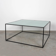 FURNIFIED Coffee Table Annaliz Black Metal Glass 85cm