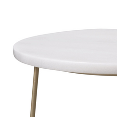 FURNIFIED Side Table Juliette Brass Legs Marble 50cm