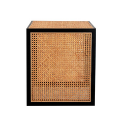 FURNIFIED Side Table Leon Wood Rattan 51cm