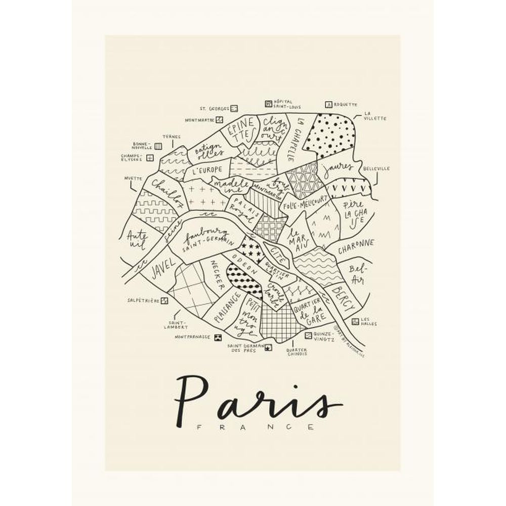 PSTR STUDIO Art Print Aleisha - Paris Neighborhood Map