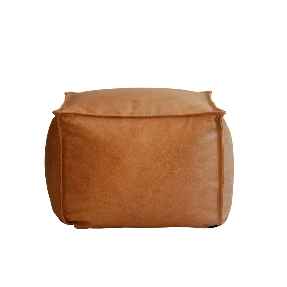 FURNIFIED Pouf Finn Cognac Leather 50cm