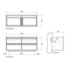 FURNIFIED Bathroom Furniture Fien Wood 120 cm