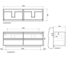 FURNIFIED Bathroom Cabinet Fien Wood 150cm