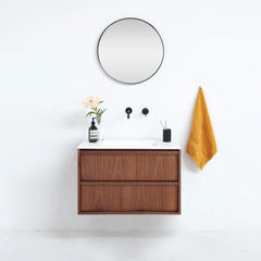 FURNIFIED Bathroom Furniture Set Fien Walnut