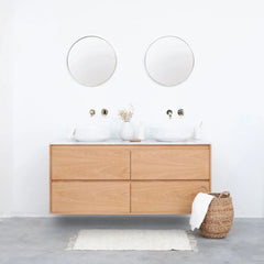 FURNIFIED Bathroom Cabinet Ann Wood 150cm