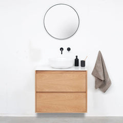 FURNIFIED Bathroom Cabinet Ann Wood 80cm