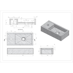 FURNIFIED Washbasin Porto Marble