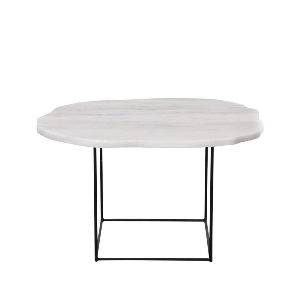 FURNIFIED Side Table Delphine White Marble 60cm