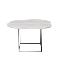 FURNIFIED Side Table Delphine White Marble 60cm