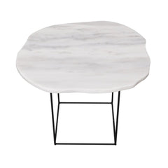 FURNIFIED Side Table Delphine White Marble 60cm