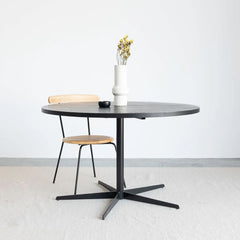 FURNIFIED Dining Table Black Wood 125cm