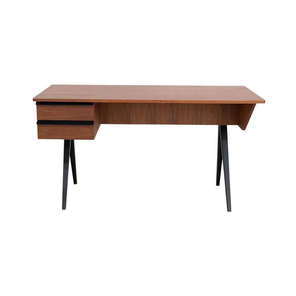 FURNIFIED Desk Dijon One Drawer Walnut 140cm