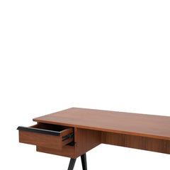 FURNIFIED Desk Dijon One Drawer Walnut 140cm