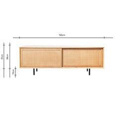 FURNIFIED TV Cabinet Oskar Oak Natural Rattan 150cm